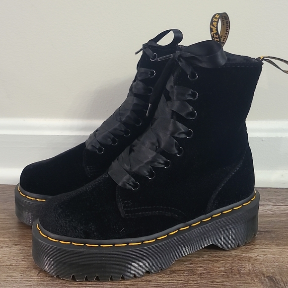 Dr. Martens Shoes - Dr. Martens Ze You Velvet Jadon Platform Boots